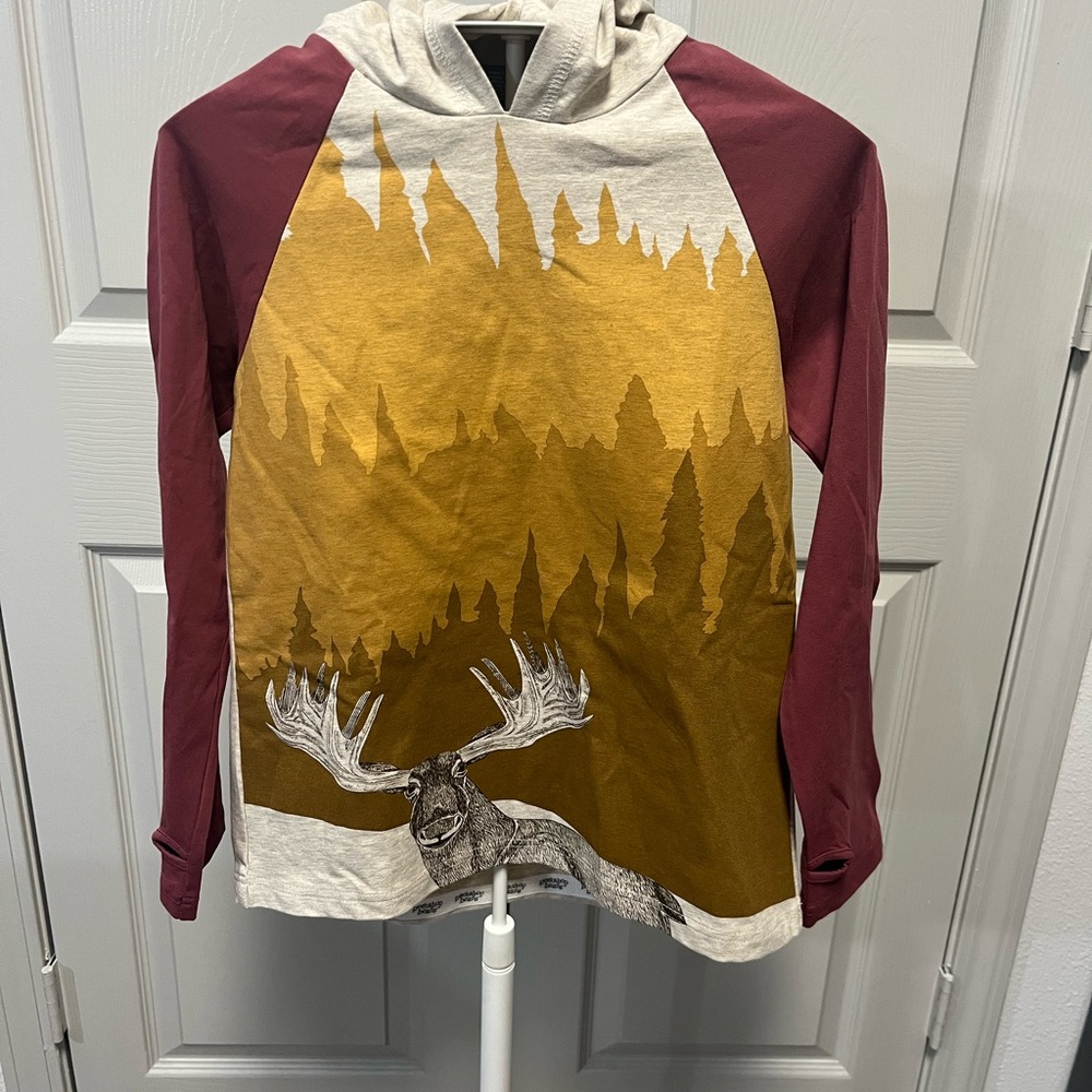 Kids Graphic Tee with Hoodie and Moose Design